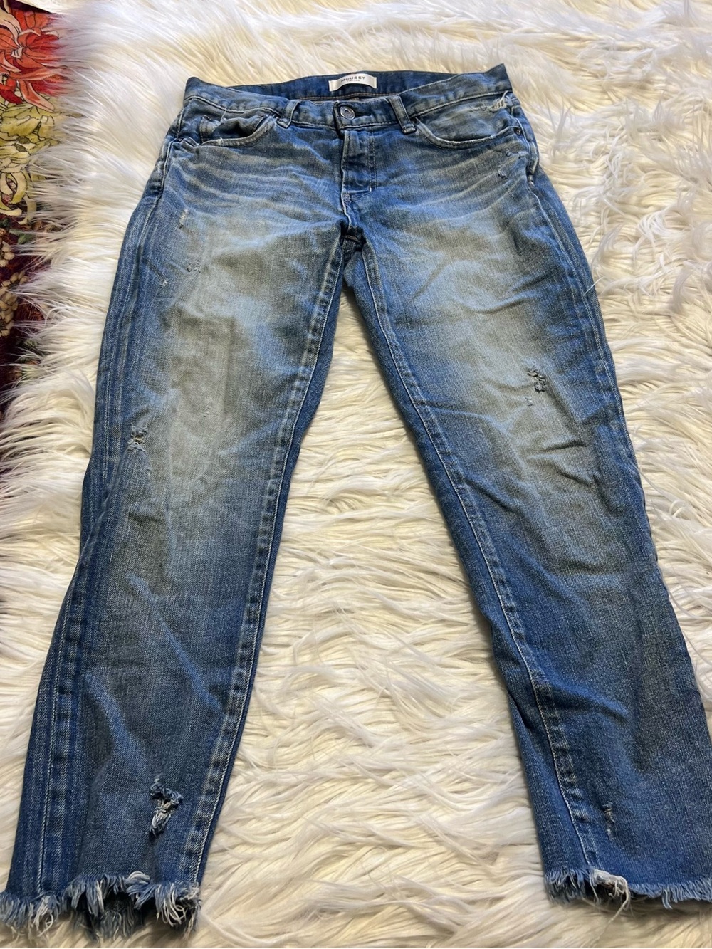 Moussy Light Blue Distressed Ankle Jeans